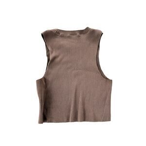 Aerie Brown Ribbed Sleeveless Stretch Crop Tank Top Women's Size Medium